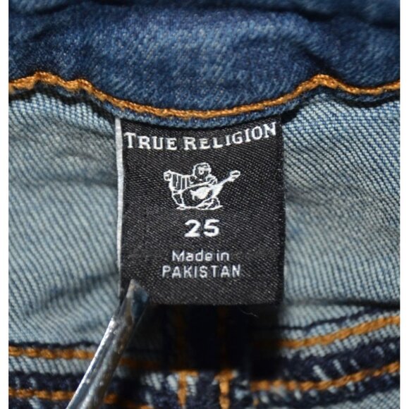 True Religion Becca Mid Rise Bootcut Blue Jeans Slim 25 Button Fly Cowgirl - Picture 9 of 12